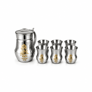 Steel Jug With Glass Set