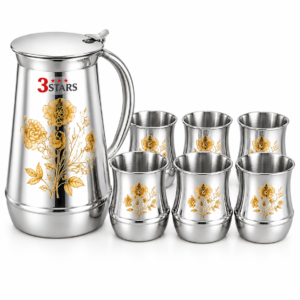 Steel Jug With Glass Set
