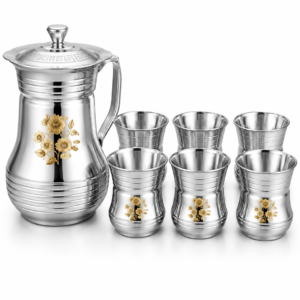 Steel Jug With Glass Set