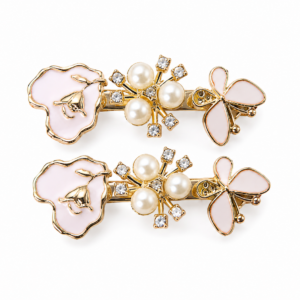 Elegant Floral Pearl Hair Clip Set (2 Pcs)