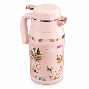 Pink thermal flakes with a stylish golden leaf design